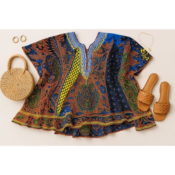 Hitarget Tops - CCC Colorful Hitarget Vibrant Cotton Dashiki Unique Embroidery African Wax Print